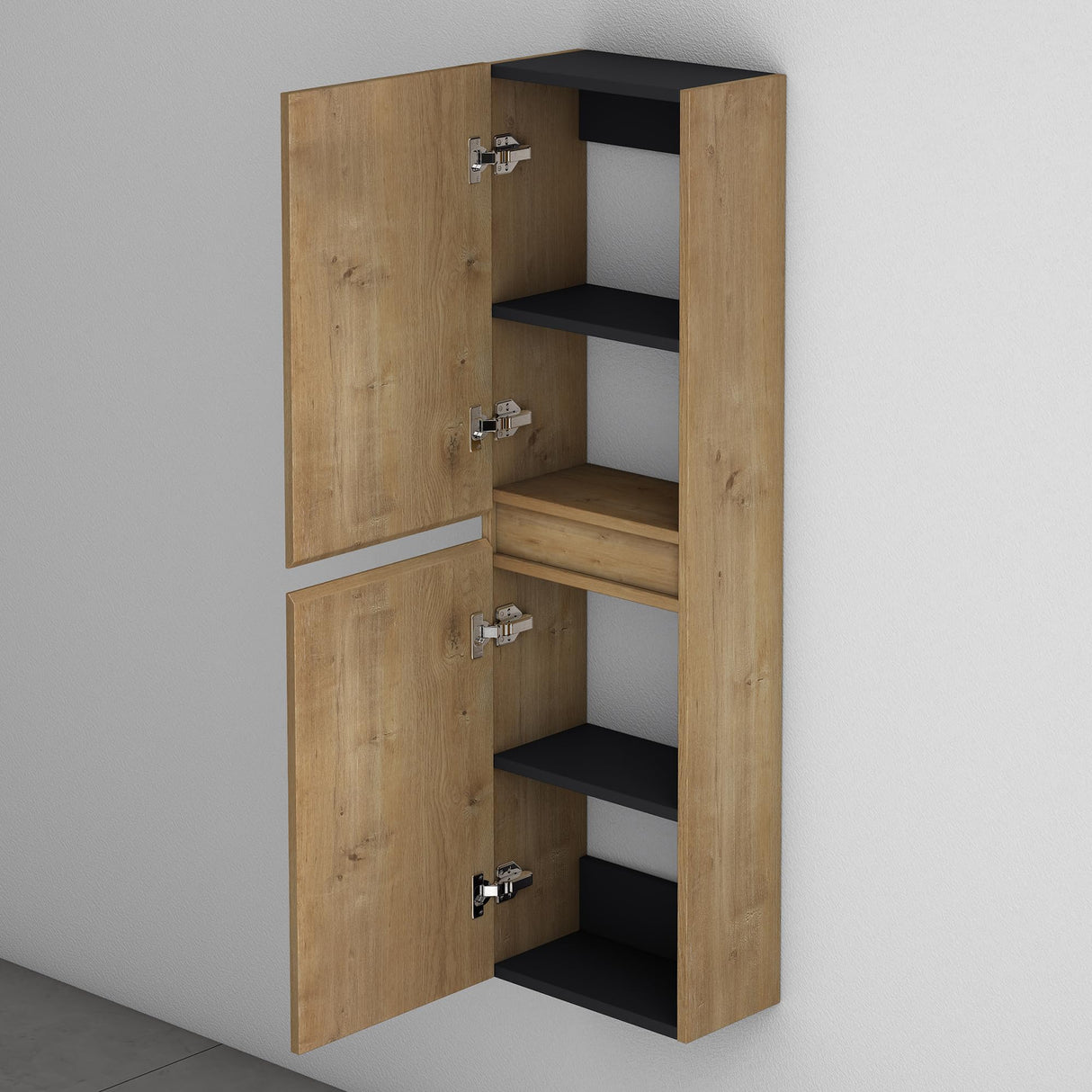 glasvilla Armoire Latérale de Salle de Bain avec 2 Portes et 4 Compartiments Étagère de Salle de Bain Armoire Polyvalente Armoire de Salle de Bain LTH 35x20x120 cm Verona