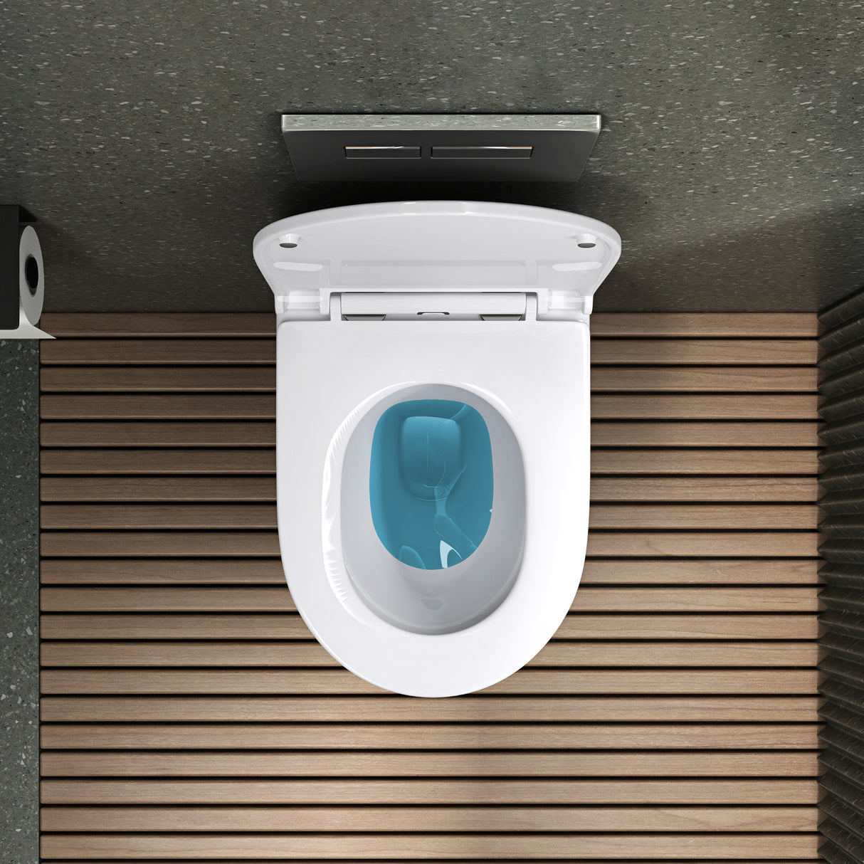 glasvilla Sanitari Bagno Sospeso in Ceramica, WC Sospeso senza Brida con Chiusura di Soft Close Aachen108