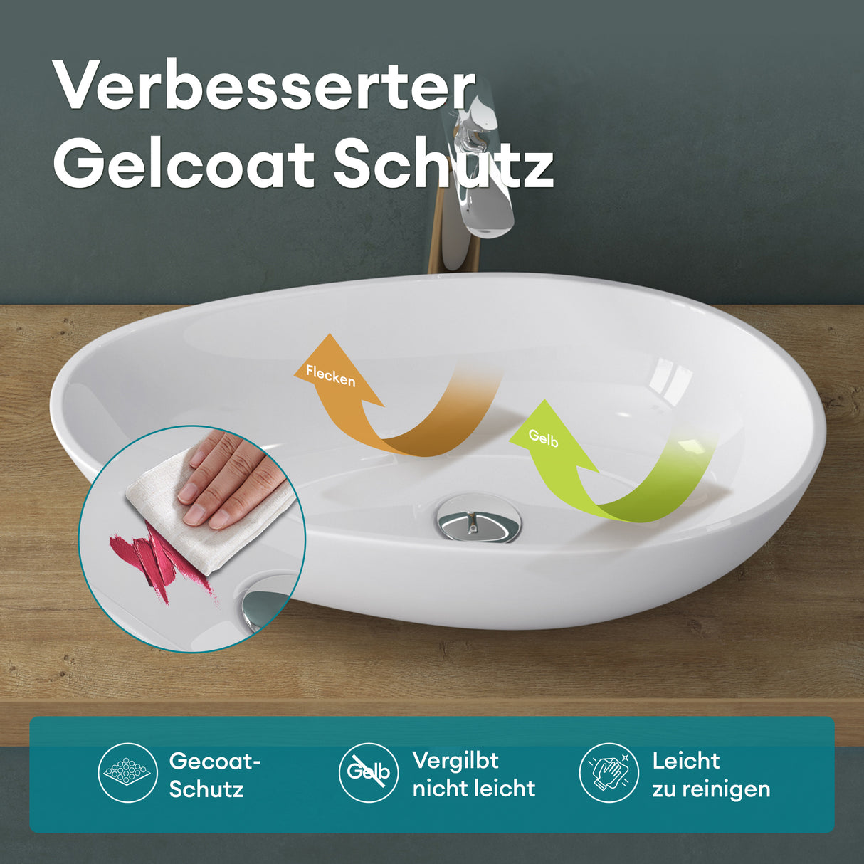 Vasque ovale à poser Glasvilla sans trou de robinetterie ni trop-plein Col809