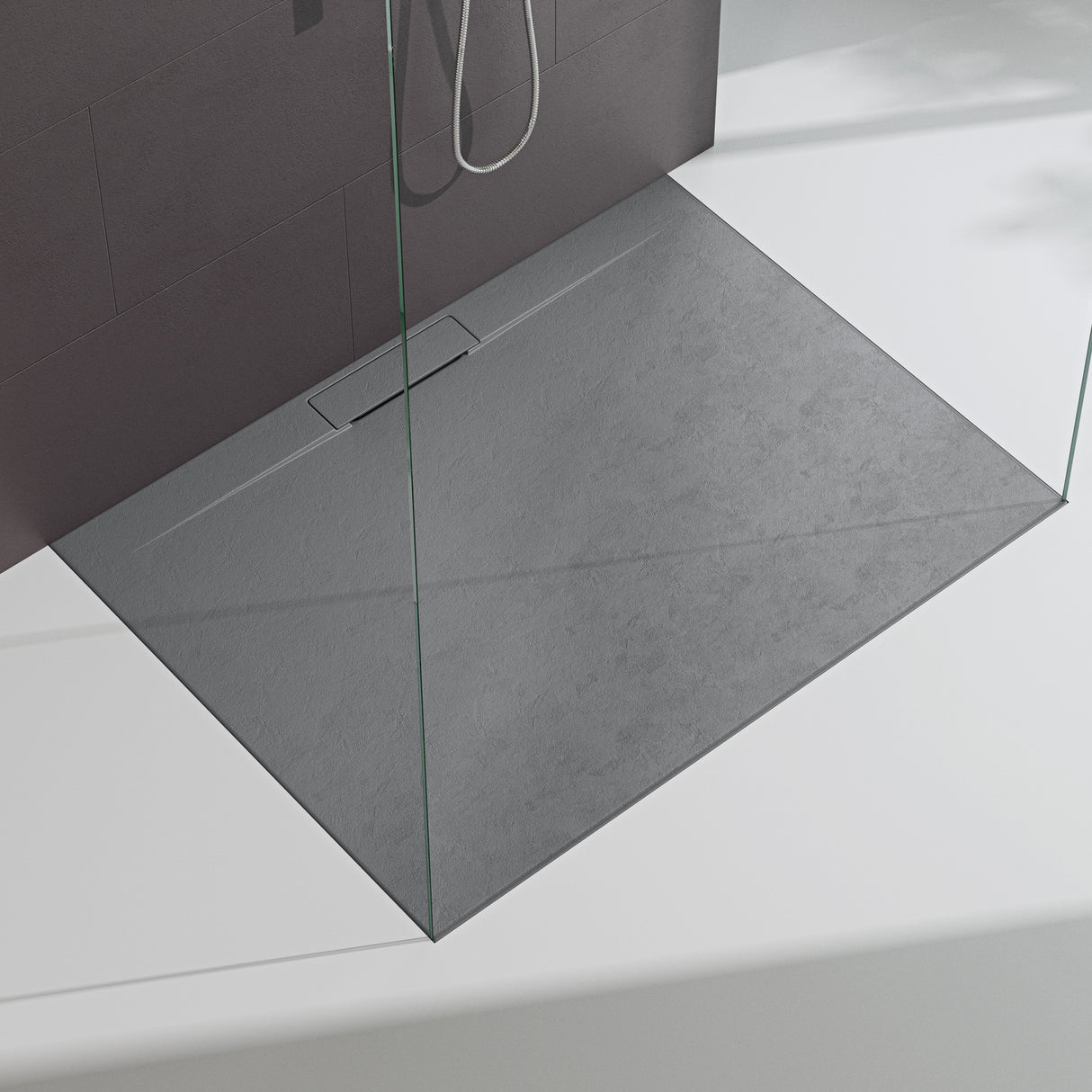 glasvilla Piatto Doccia in Pietra Artificiale Piatto Doccia per Box Doccia Forma: Rettangolare, Grigio Cemento Lyra