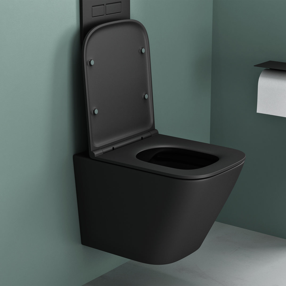 glasvilla Spülrandlos Wand WC negro Hänge WC + asiento de WC (con Softclose) A112 NUEVO!!!