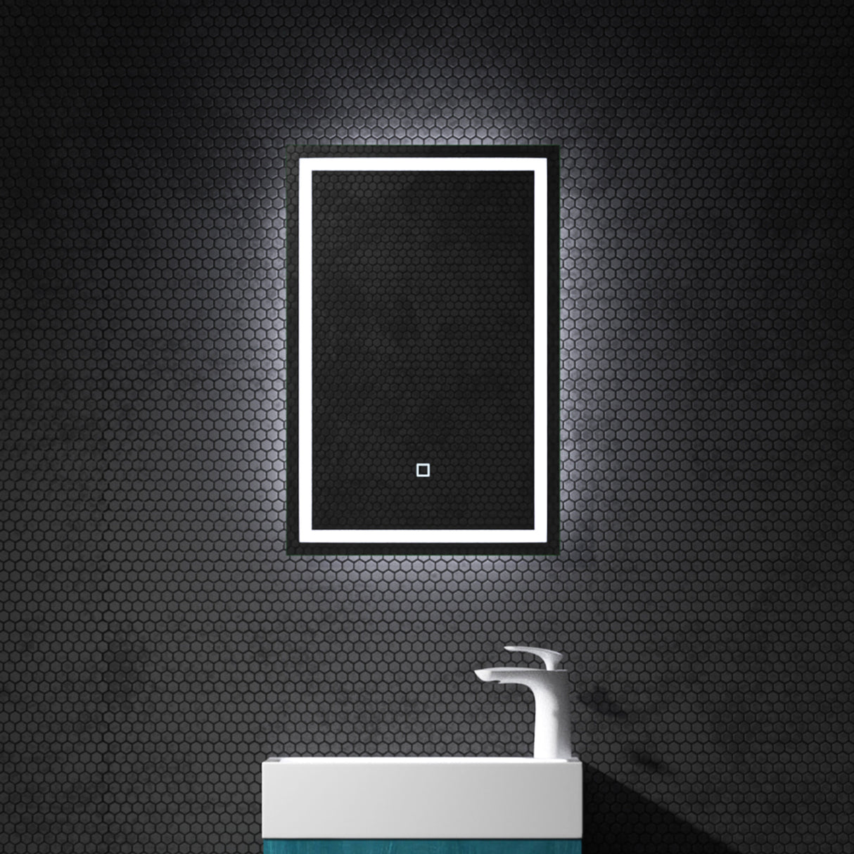 glasvilla Specchio da Bagno Appeso Specchio LED da Parete per Il Trucco Specchio da Bagno a LED con Interruttore Touch Anti-Appannamento Spiegel-02