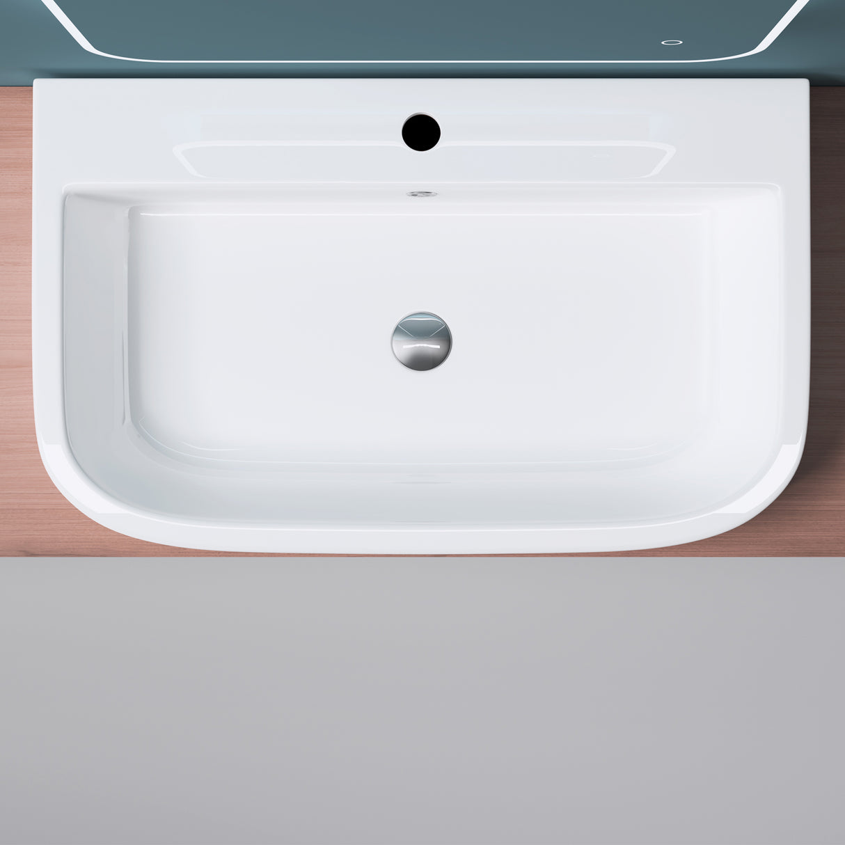 Lavabo à poser Glasvilla, Lavabo mural Brussels5021, L x P x H : 81 x 49 x 18 cm, Céramique blanche avec nano-revêtement