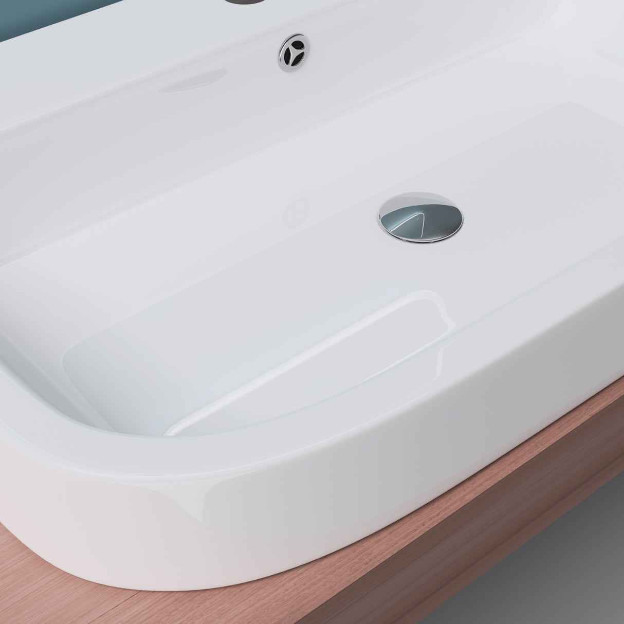 Lavabo à poser Glasvilla, Lavabo mural Brussels5021, L x P x H : 81 x 49 x 18 cm, Céramique blanche avec nano-revêtement