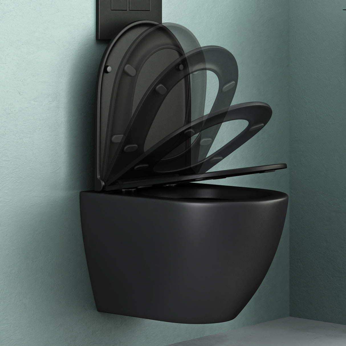 glasvilla Wand WC spülrandlos Schwarz Hänge WC spülrandlos Toilette WC mit Sitz Softclose Aachen179