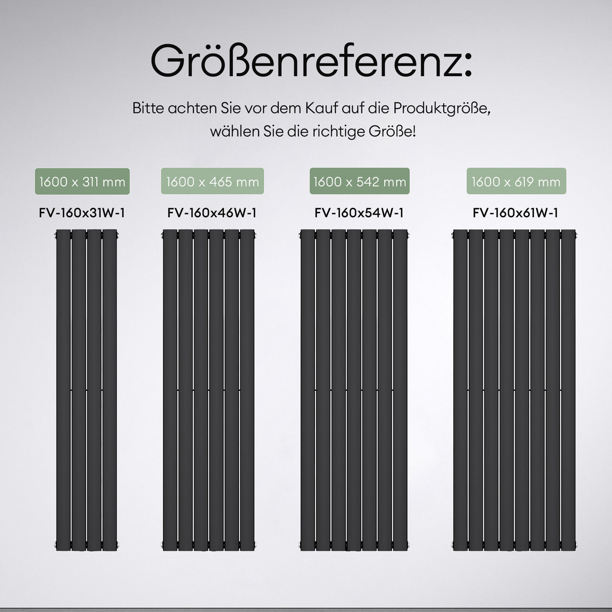 radiador plano Glasvilla con conexión central y conexión lateral, radiador de panel, calefacción de baño, de una capa de acero FV