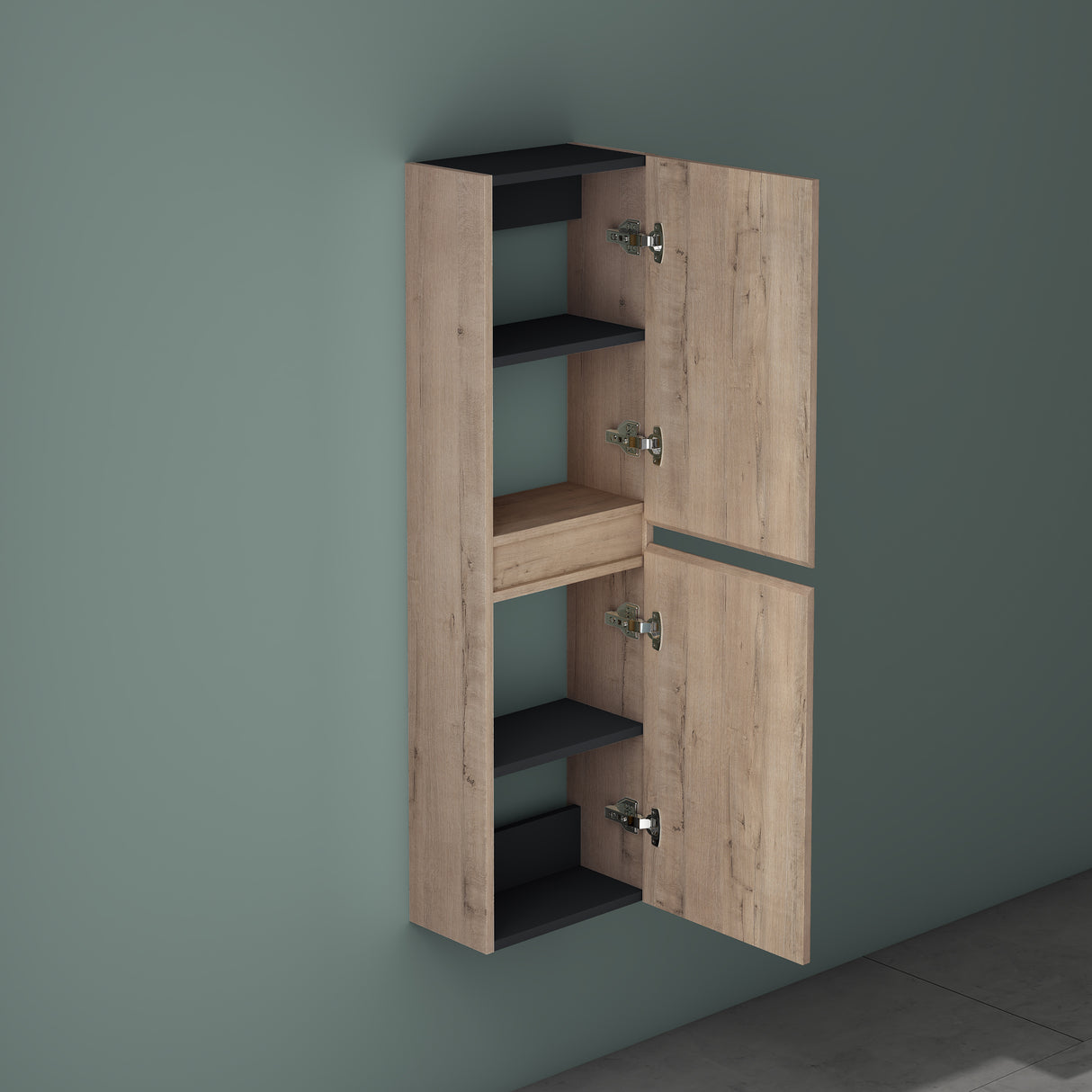 glasvilla Armadio Colonna Bagno con 2 Ante e 4 Vani, Mobile Bagno Alto Multiuso 35x20x120cm Mobiletto da Bagno Verona
