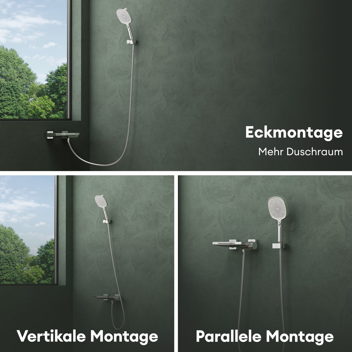 Robinet de baignoire Glasvilla avec douchette, design cascade, jets multiples, douchette en laiton avec barre et flexible de douche.