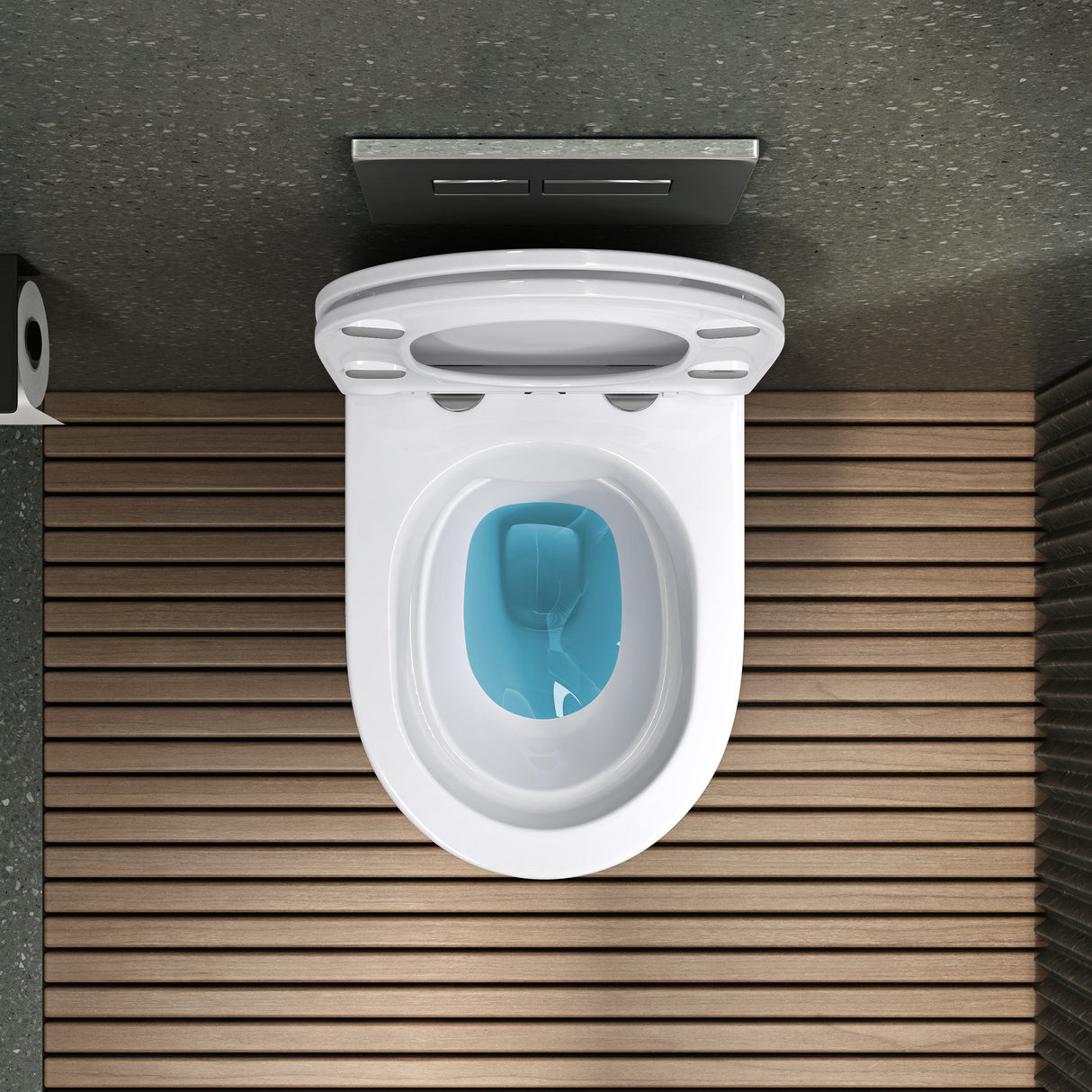 glasvilla Sanitari Bagno Sospeso in Ceramica, WC Sospeso senza Brida con Chiusura di Soft Close Aachen108