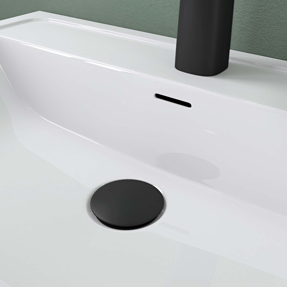 Lavabo Glasvilla, lavabo encastré, vasque rectangulaire en matériau minéral moulé avec trop-plein, Col8