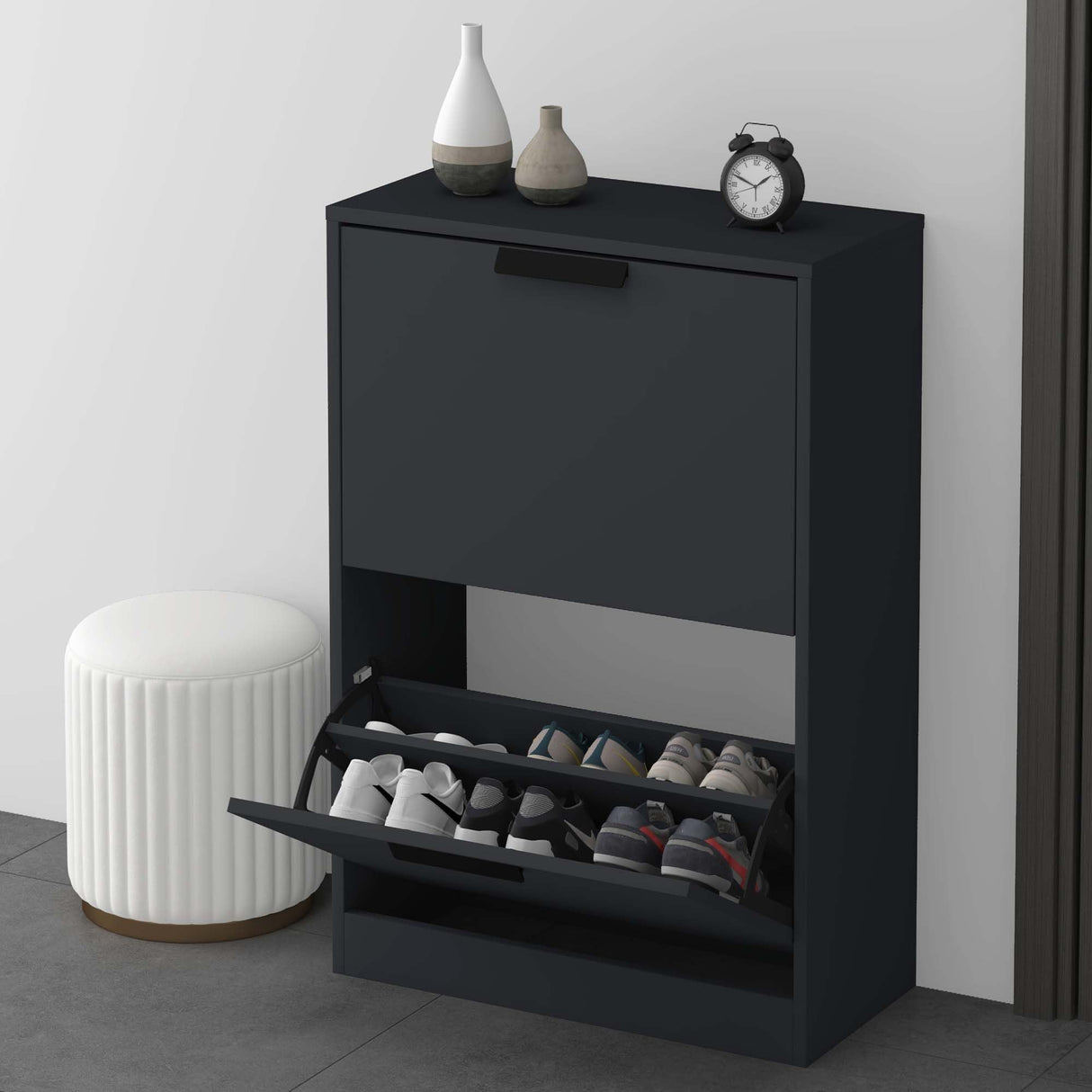 Glasvilla armoire à chaussures coffre à chaussures basculeur à chaussures LxPxH : 60x28x89 cm meuble à chaussures étroit meuble à chaussures01