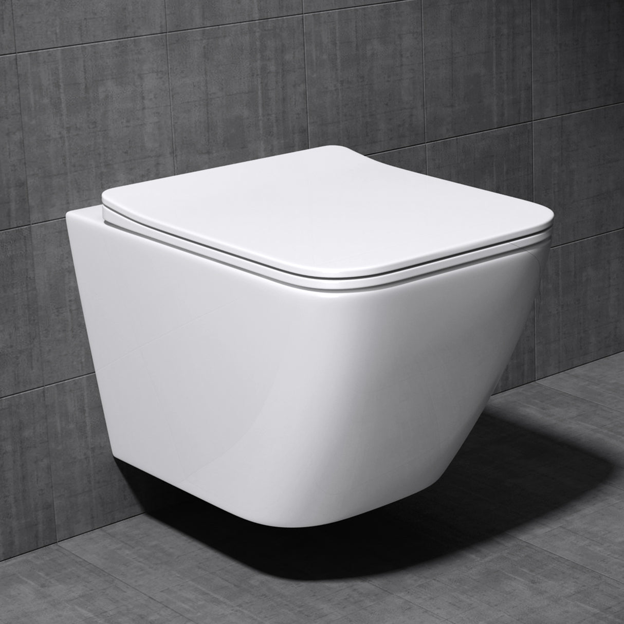 Glasvilla Design – Inodoro suspendido sin reborde en cerámica blanca con asiento Soft-Close