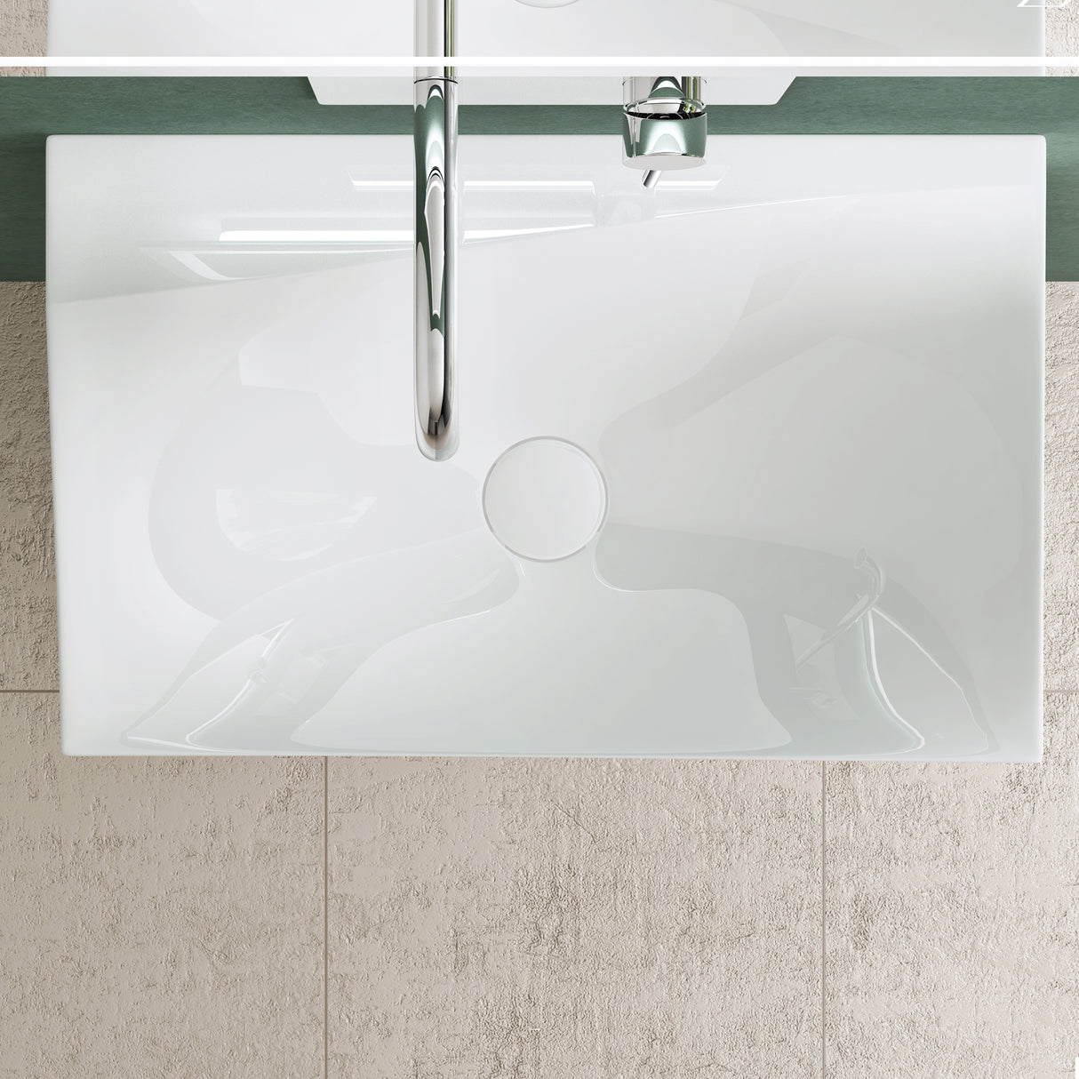 lavabo colgante glasvilla BTH: 60x38x20cm en blanco brillante de mineral fundido con tapa de desagüe cuenco de lavado Col6035