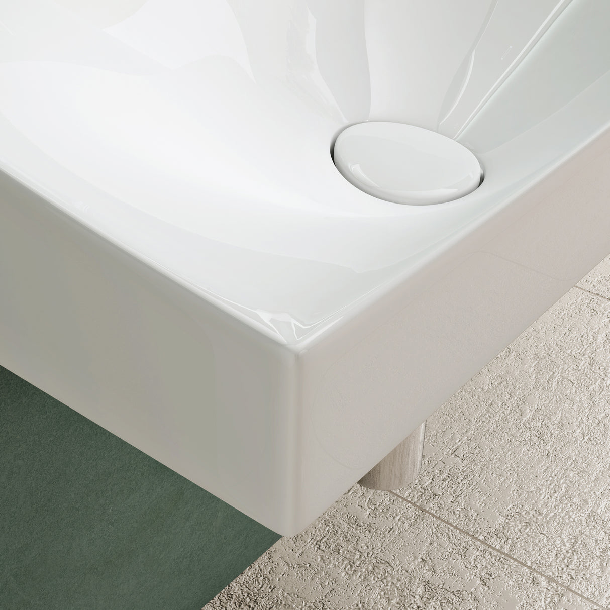 lavabo colgante glasvilla BTH: 60x38x20cm en blanco brillante de mineral fundido con tapa de desagüe cuenco de lavado Col6035