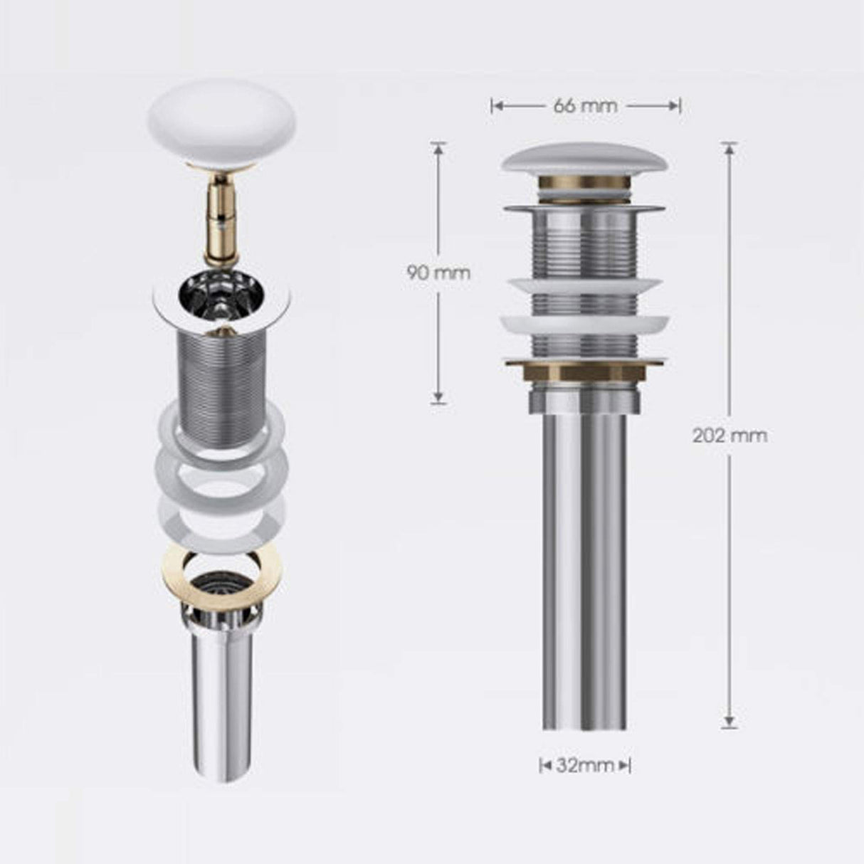 Bouchon de lavabo Glasvilla | Bouchon de lavabo compatible avec tous les lavabos DIN