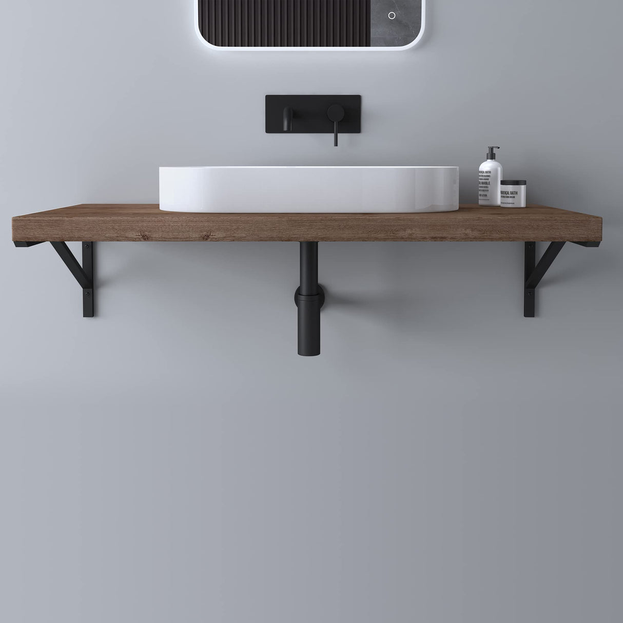 Support mural de lavabo en acier inoxydable Glasvilla Design WH02