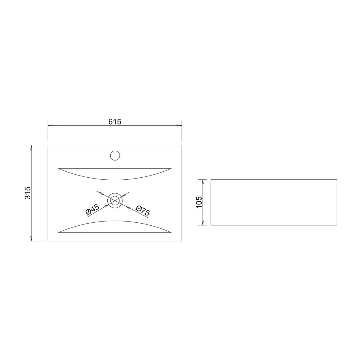 glasvilla Lavabo da Appoggio 60x31x10cm in Ceramica Lavabo Bagno Sospeso Lavandino Bagno da Appoggio con Nano Rivestimento Rettangolare Brüssel118g