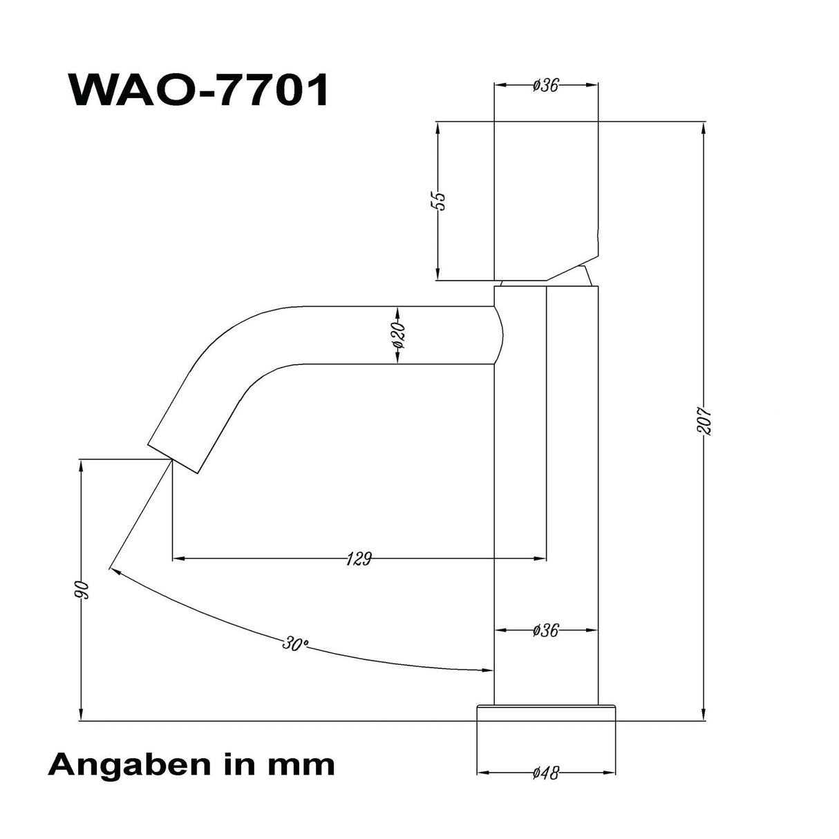Robinetterie Glasvilla, robinet de salle de bain, robinet d'évier, installations de salle de bain, mitigeur monocommande WAO-7701