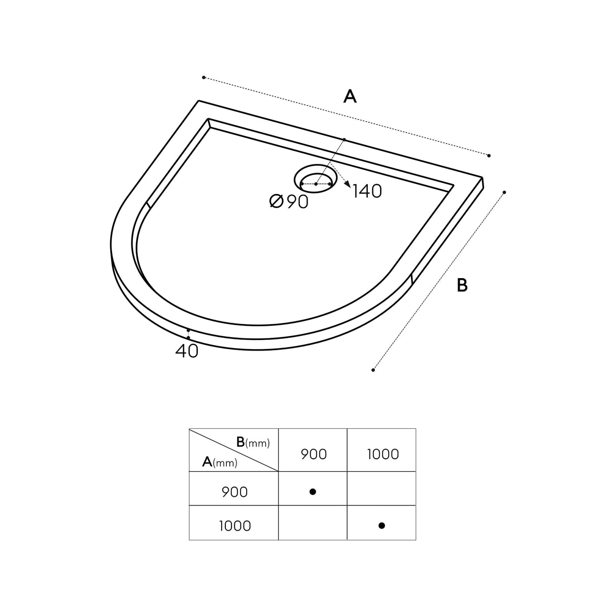 glasvilla Duschtasse Duschwanne de Acrílico Forma: Semicírculo Faro4