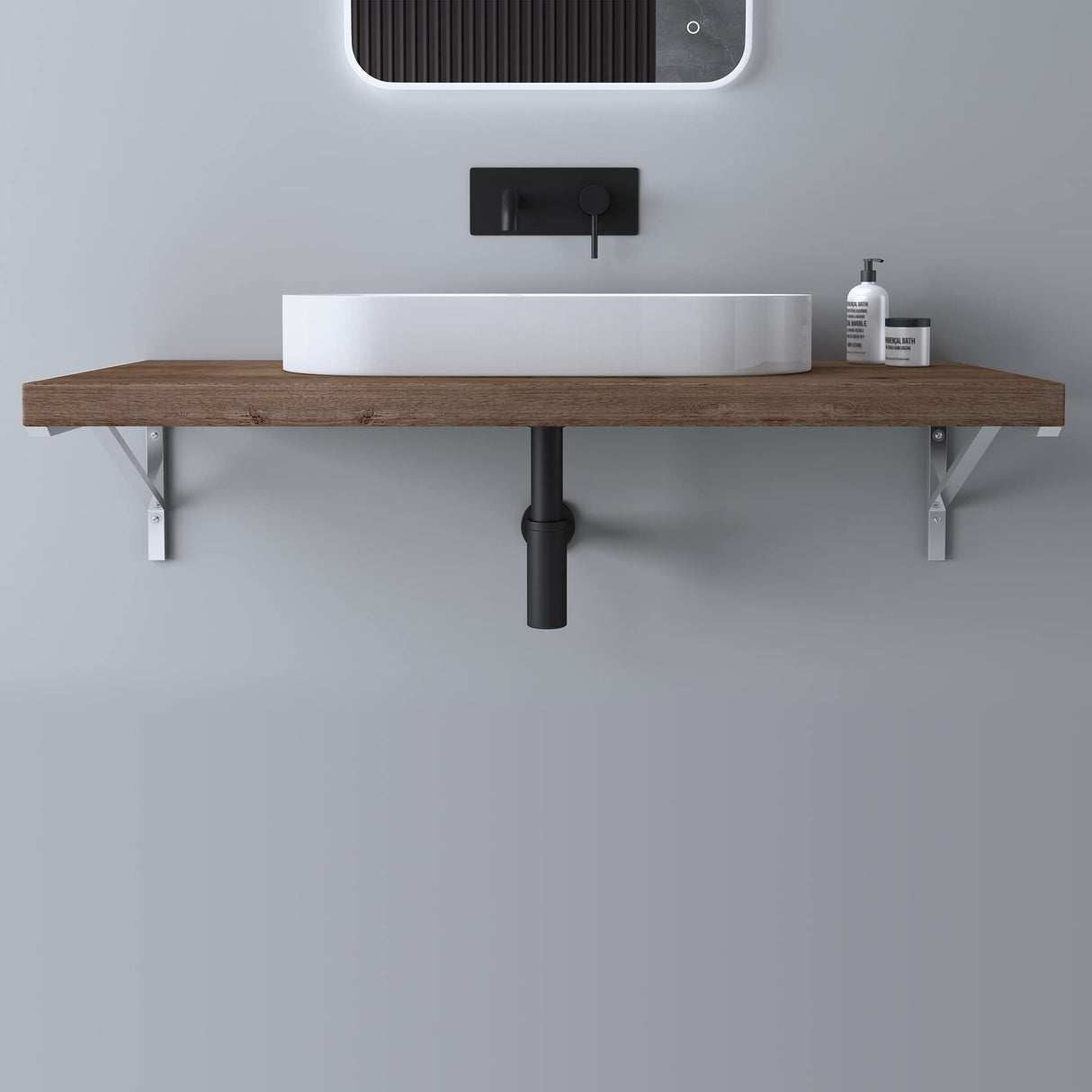 Support mural de lavabo en acier inoxydable Glasvilla Design WH02