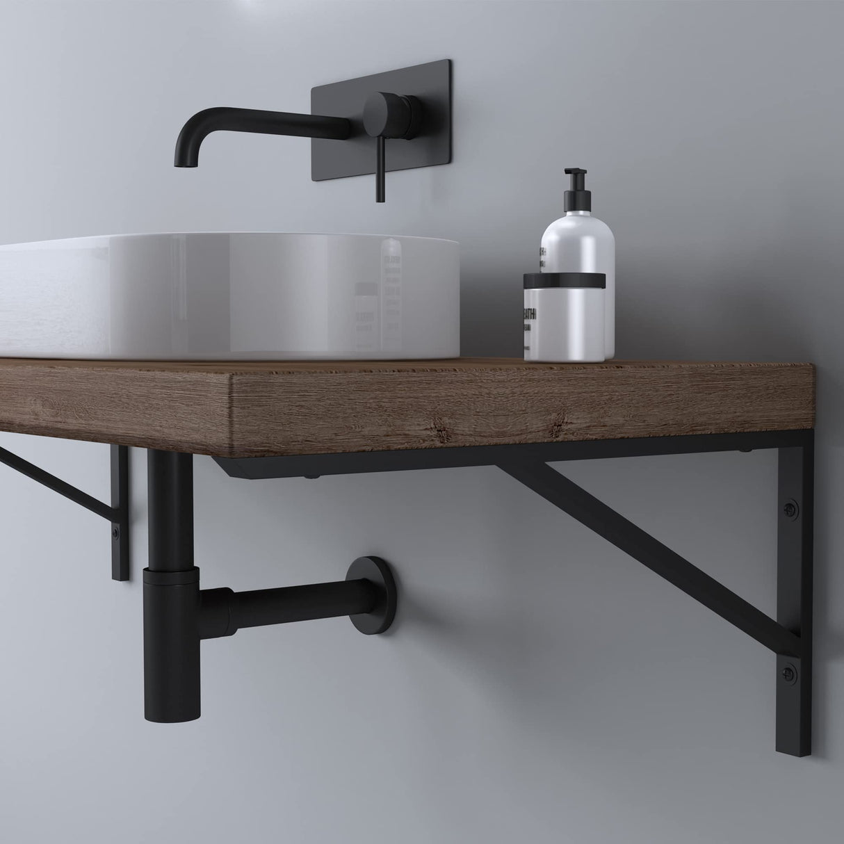 Support mural de lavabo en acier inoxydable Glasvilla Design WH02