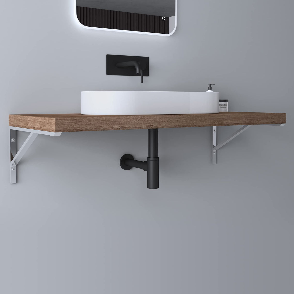 Support mural de lavabo en acier inoxydable Glasvilla Design WH02