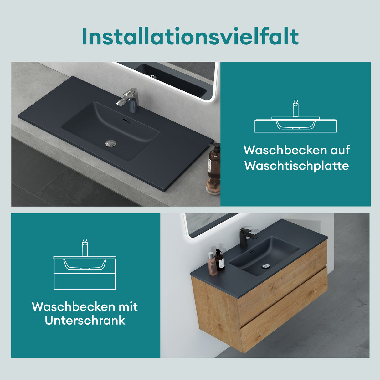 lavabo Glasvilla, lavabo encastré, meuble vasque, lavabo encastré en fonte minérale Col02