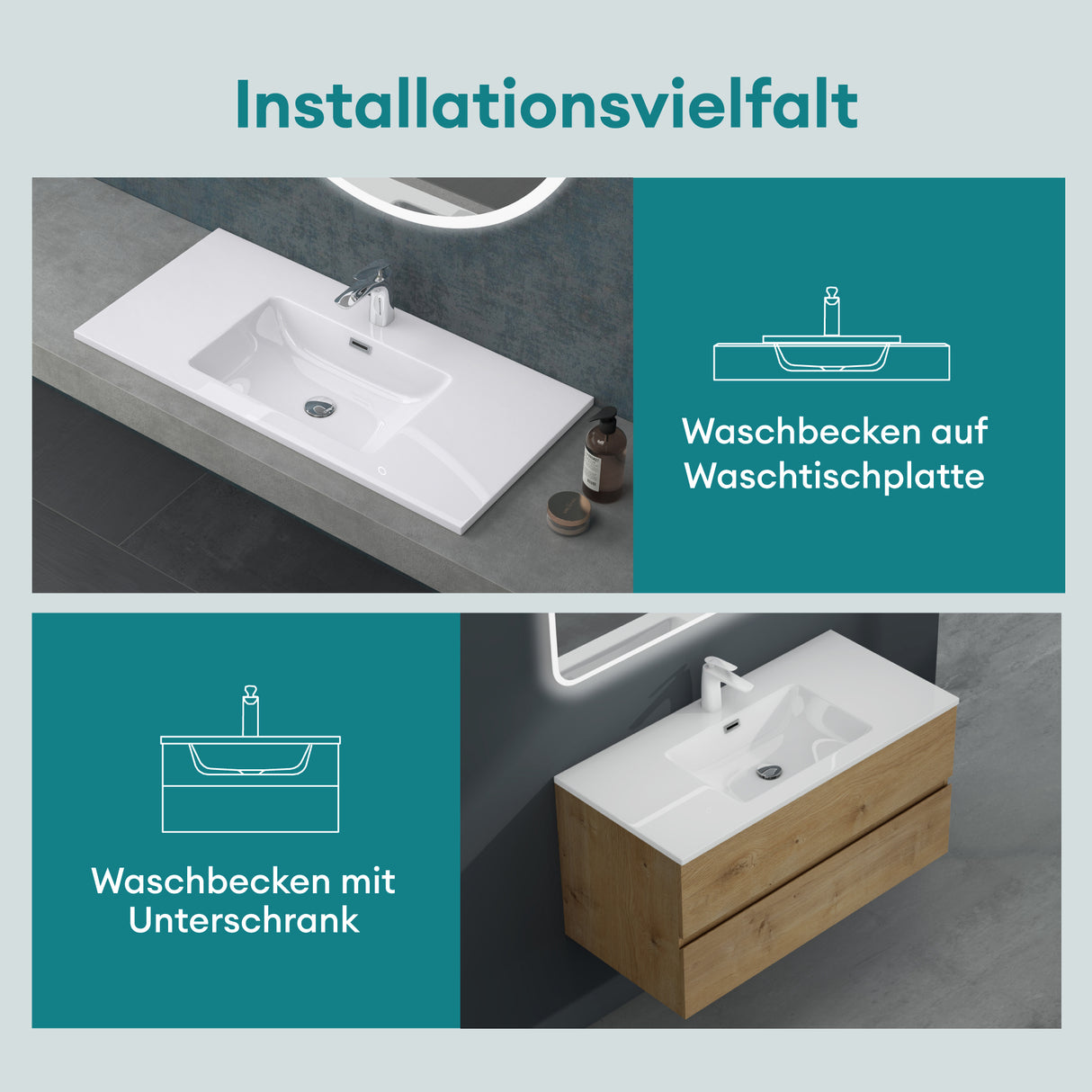 lavabo Glasvilla, lavabo encastré, meuble vasque, lavabo encastré en fonte minérale Col02