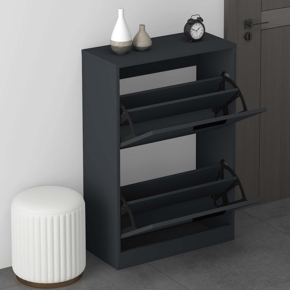 Glasvilla armoire à chaussures coffre à chaussures basculeur à chaussures LxPxH : 60x28x89 cm meuble à chaussures étroit meuble à chaussures01