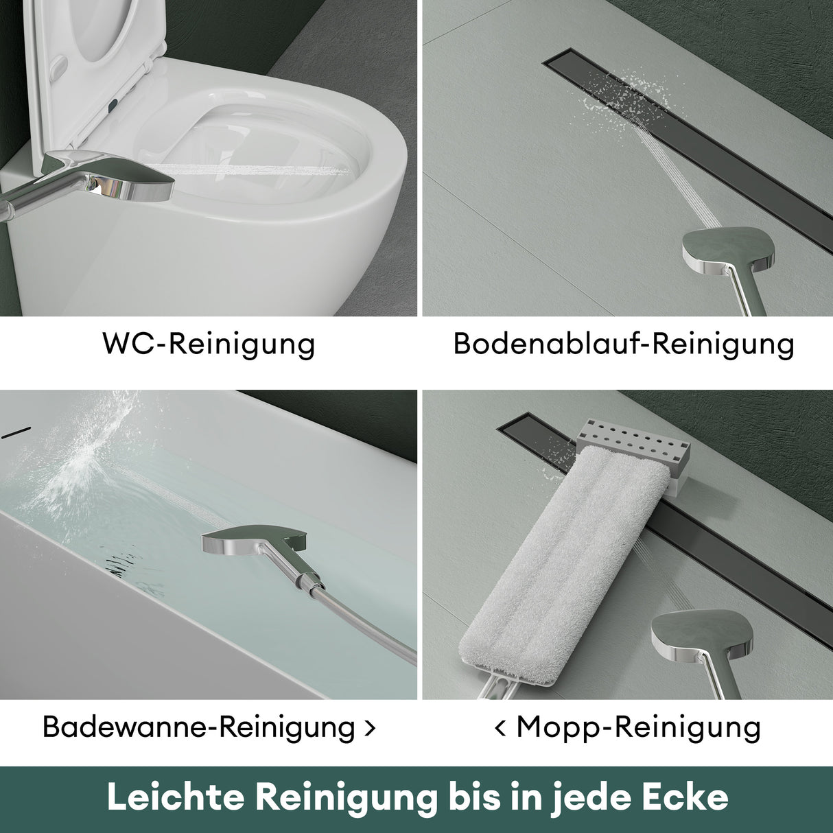 Robinet de baignoire Glasvilla avec douchette, design cascade, jets multiples, douchette en laiton avec barre et flexible de douche.