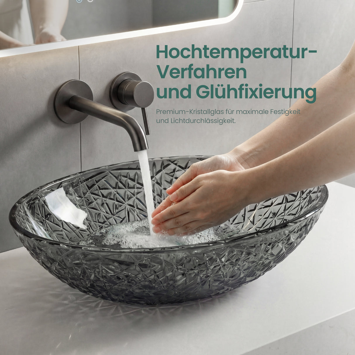 glasvilla Waschbecken Glas Aufsatzwaschbecken Glaswaschbecken Handwaschbecken Waschschale Oval Minerva08