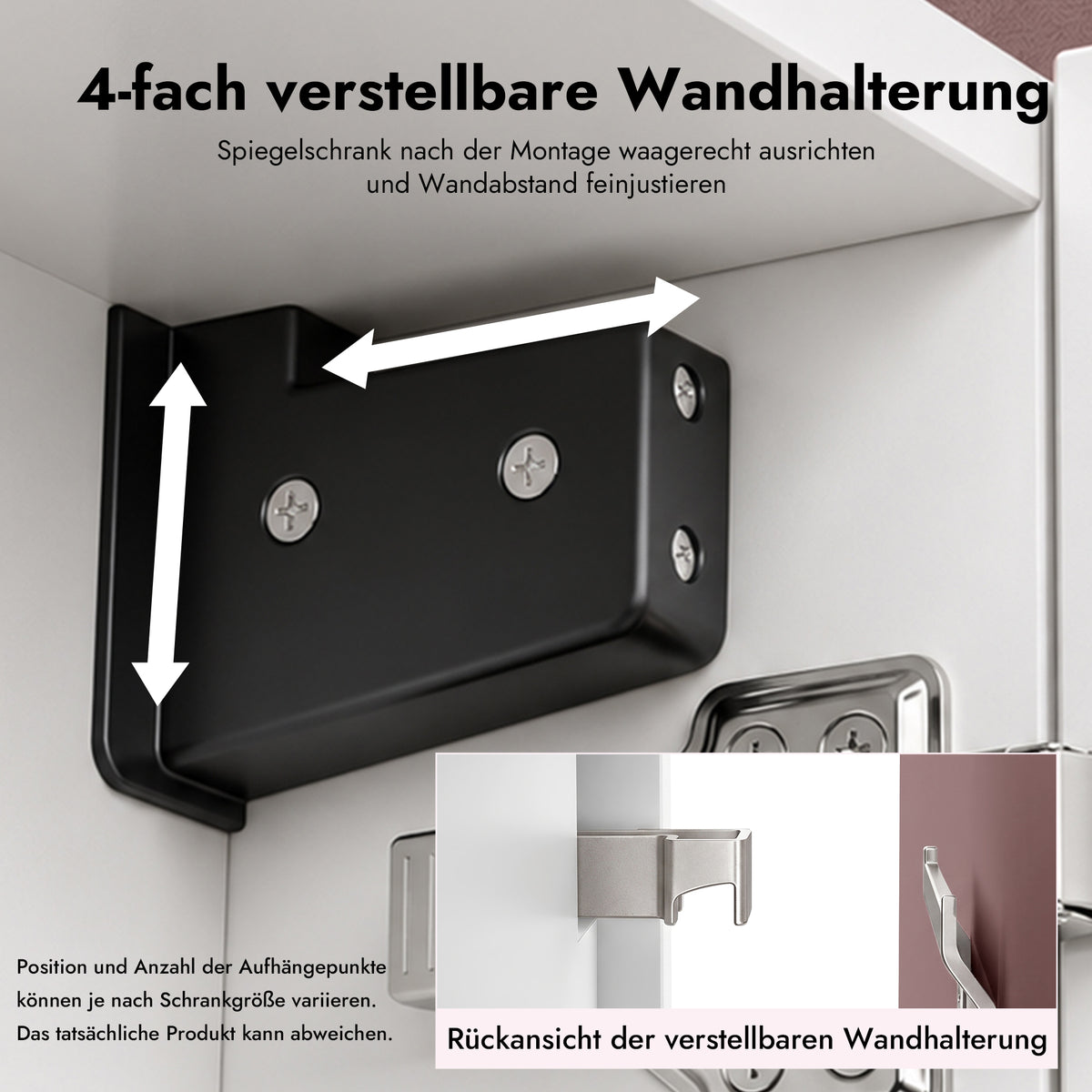 Glasvilla Armario Espejo de Baño con Puertas Sin Marco y Estantes Ajustables – Spiegelschrank 02