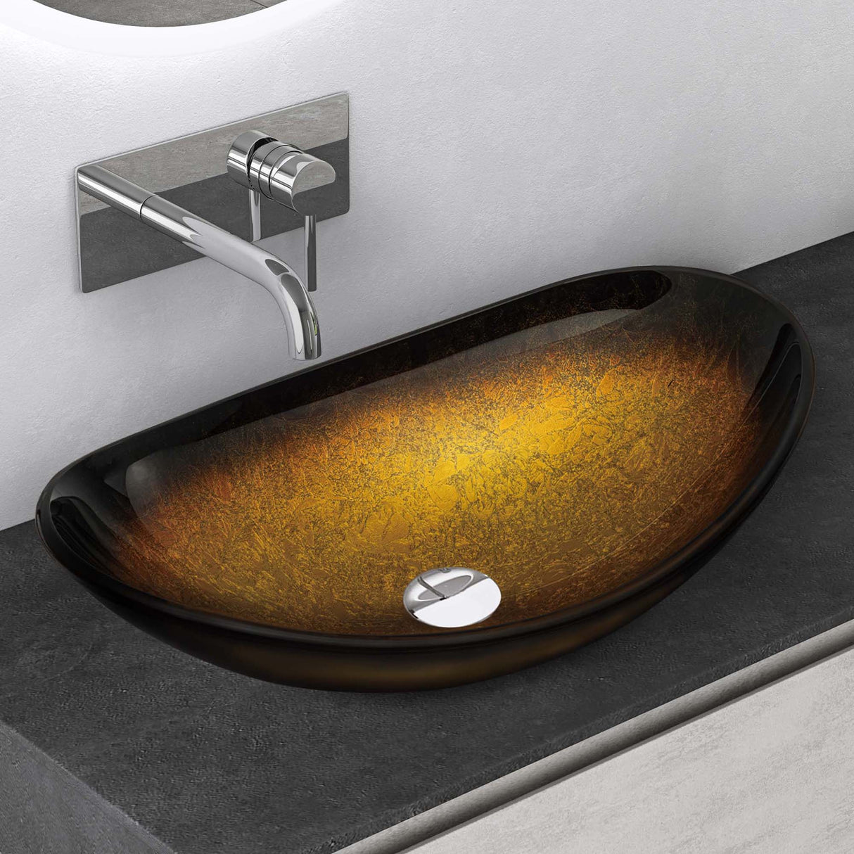 glasvilla Waschbecken Glas Aufsatzwaschbecken Glaswaschbecken Handwaschbecken Waschschale Oval Minerva08