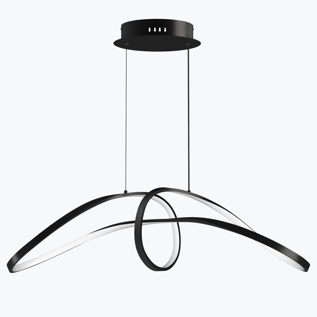 Suspension Glasvilla 90 cm, lampe LED suspendue, design ondulé dynamique, température de couleur réglable 3000K/4000K/6000K, câble 30W, noire, idéale pour salle à manger, salon ou chambre.