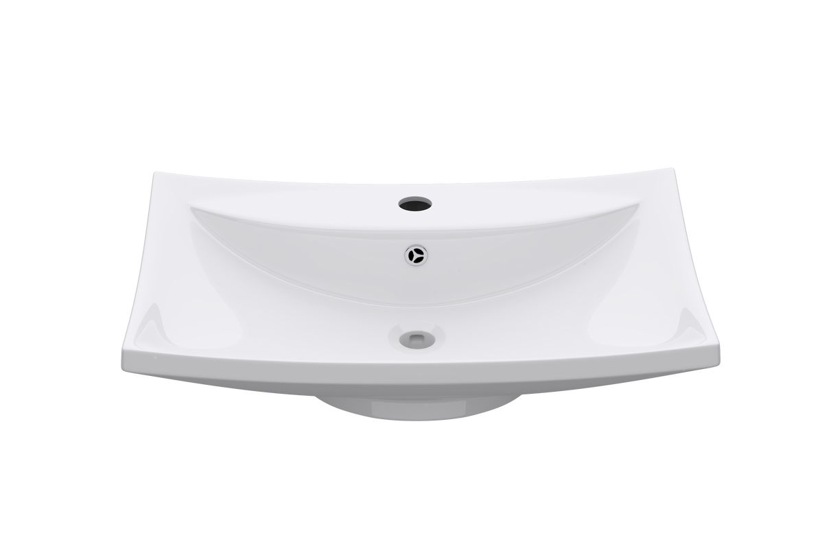 Lavabo à poser Glasvilla, lavabo suspendu, dimensions L x P x H : 60 x 44 x 18 cm, céramique blanche avec nano-revêtement, Bruxelles 709