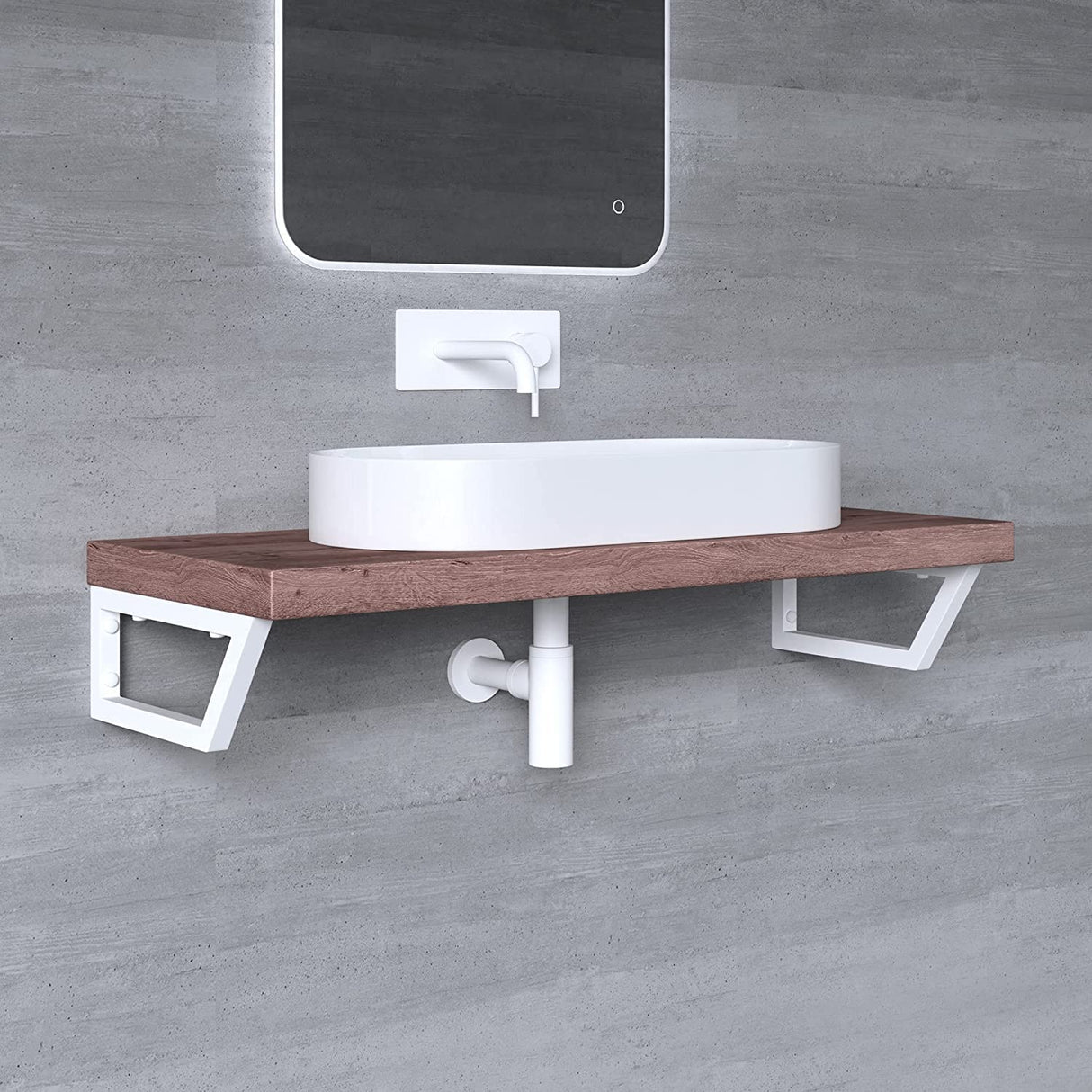 Console murale en acier inoxydable Glasvilla Design, support de lavabo, support d'étagère, porte-étagère WH04