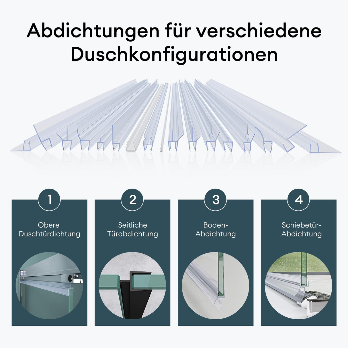 Joint de douche en PVC Glasvilla | Joint de porte de douche pour verre de 6 à 8 mm d'épaisseur | Joint de remplacement pour portes et parois de douche