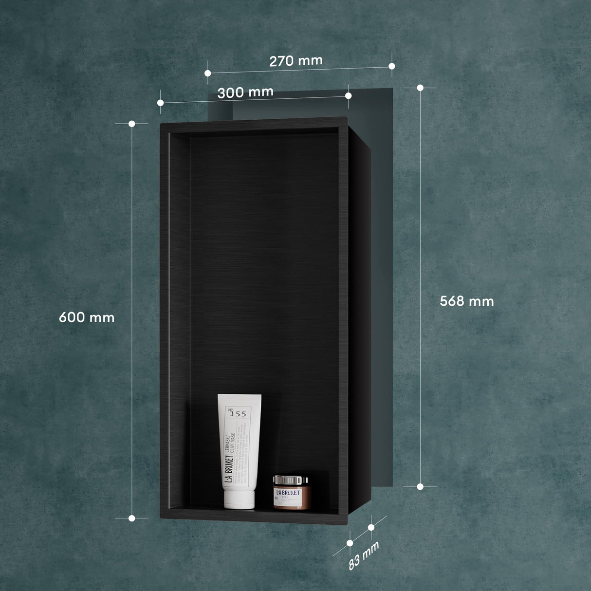 glasvilla Nicchia a Parete in Acciaio Inox Mensola Doccia a Muro a Incasso Piastrellabile Facile da Montare