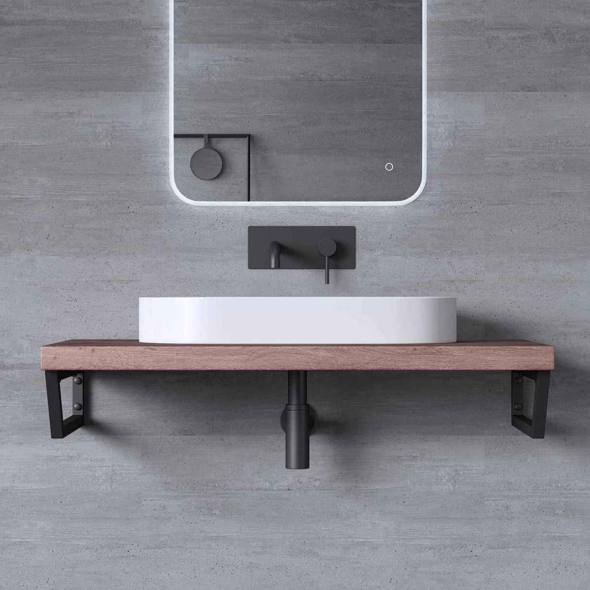 Console murale en acier inoxydable Glasvilla Design, support de lavabo, support d'étagère, porte-étagère WH04