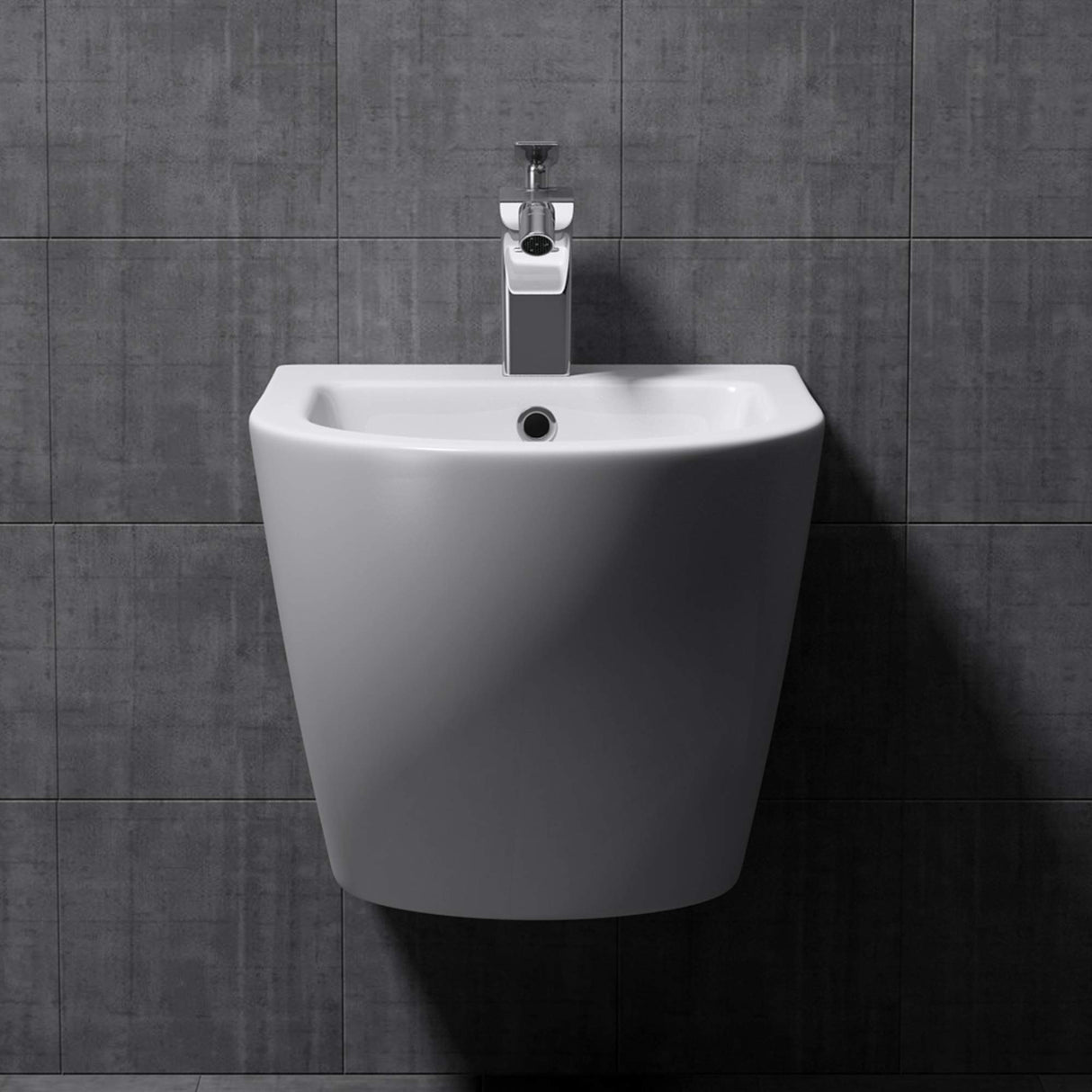 glasvilla Bidet Suspendu Blanc 48,5x36x36 cm en Céramique 1 Trou de Robinetterie Surface Anti-Salissures Düren179