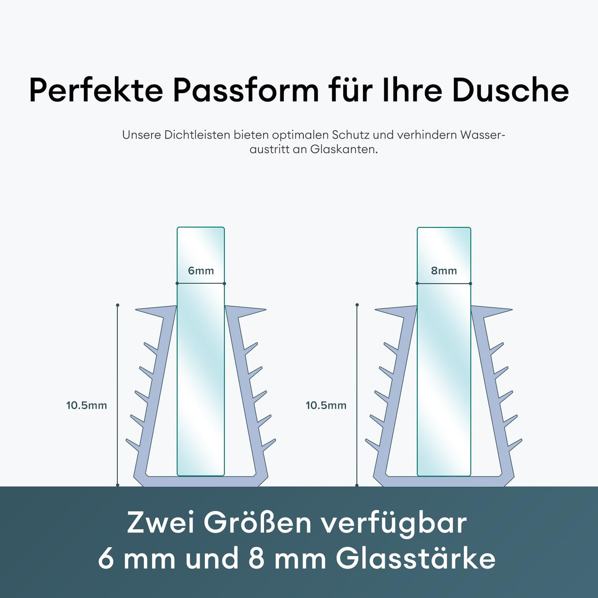 glasvilla Duschdichtung Dichtung Dusche Glastür für 6mm - 10mm Glasstärke Ersatzdichtung Duschwand Wanddichtung