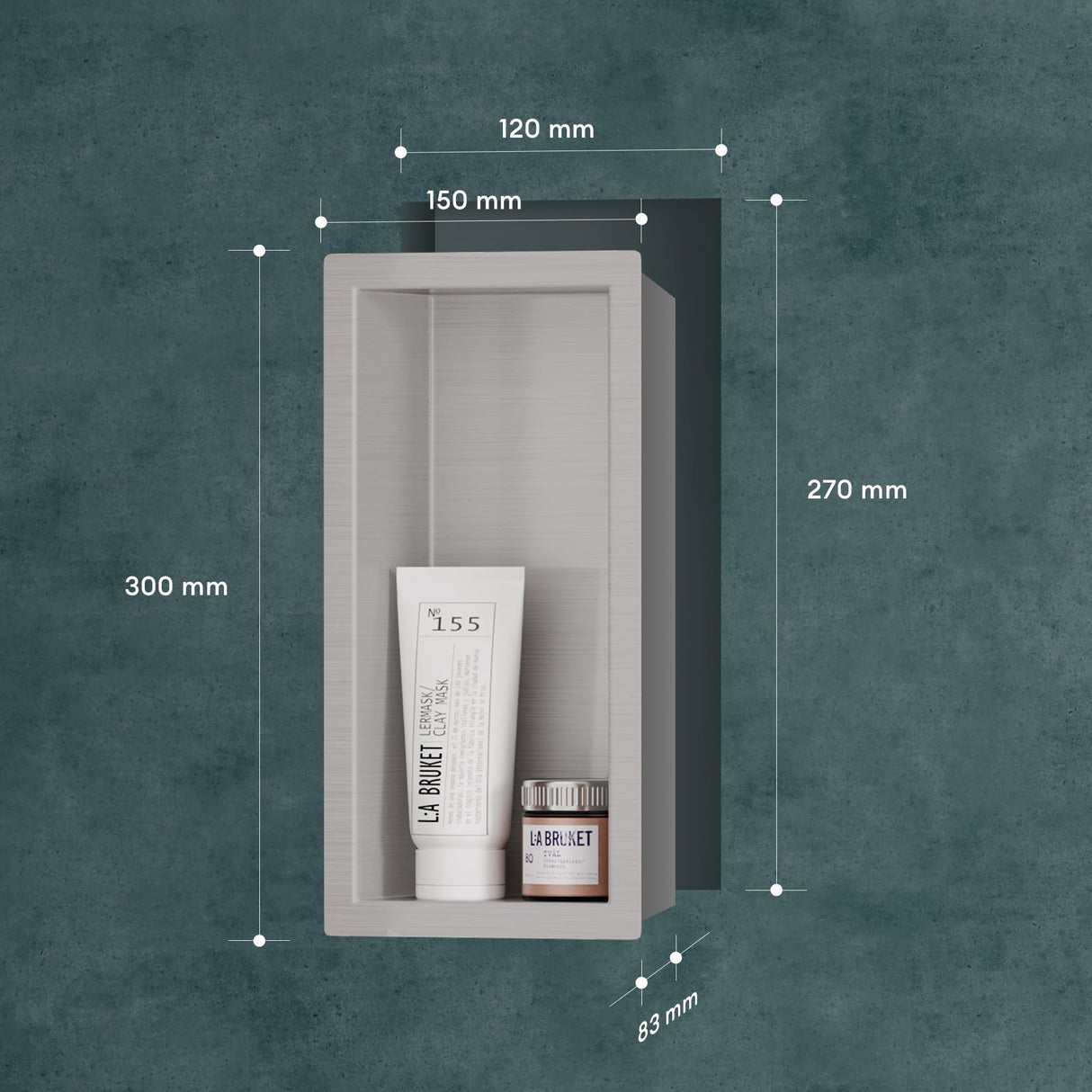 glasvilla Nicchia a Parete in Acciaio Inox Mensola Doccia a Muro a Incasso Piastrellabile Facile da Montare