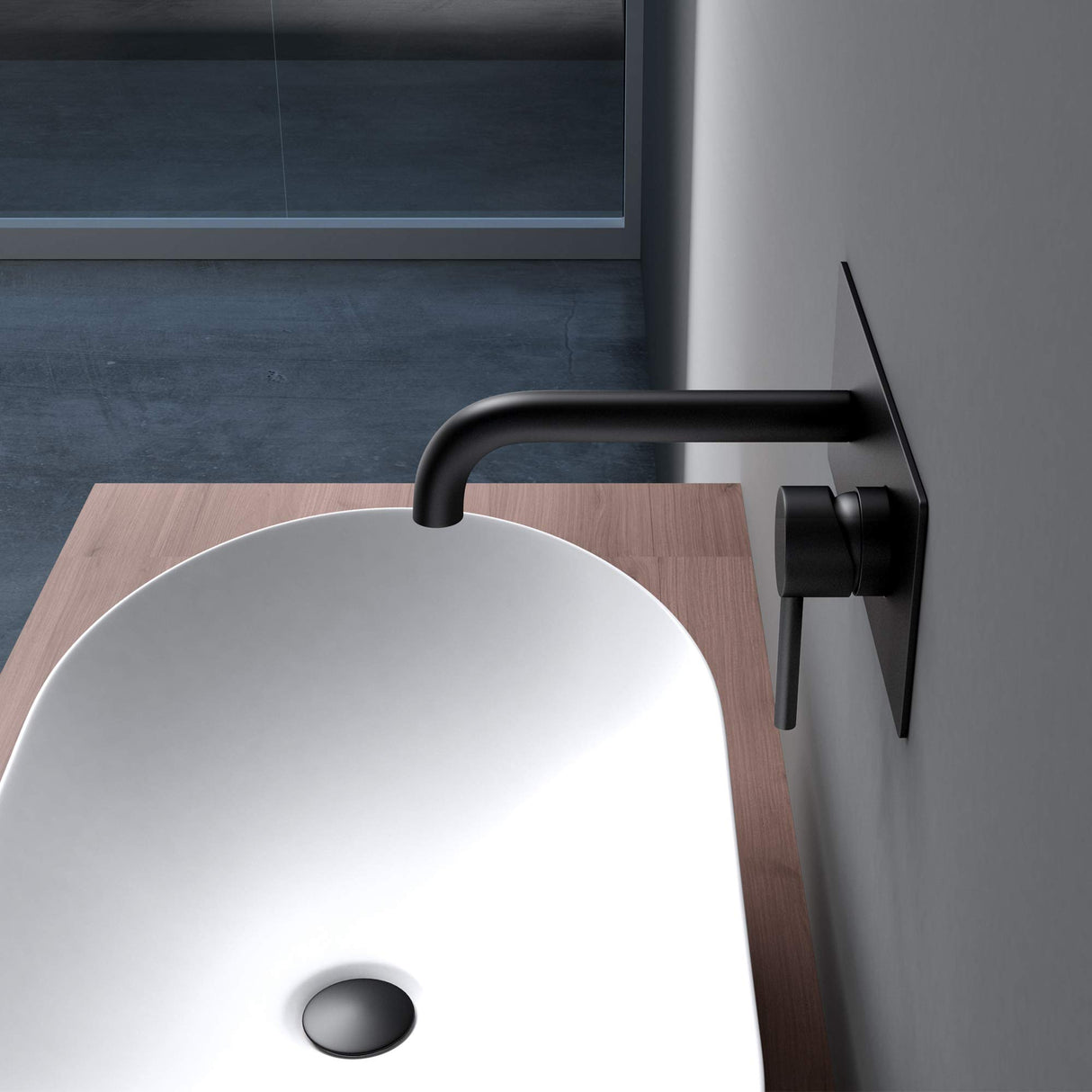 Robinet mural Glasvilla, élégant robinet chromé pour lavabo, corps de montage inclus