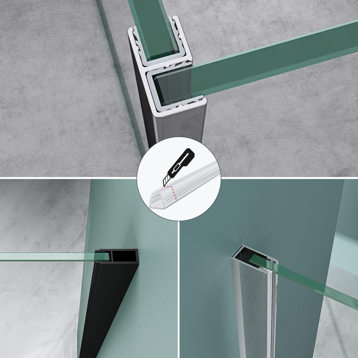 glasvilla Duschdichtung Dichtung Dusche Glastür für 6mm - 10mm Glasstärke Ersatzdichtung Duschwand Wanddichtung