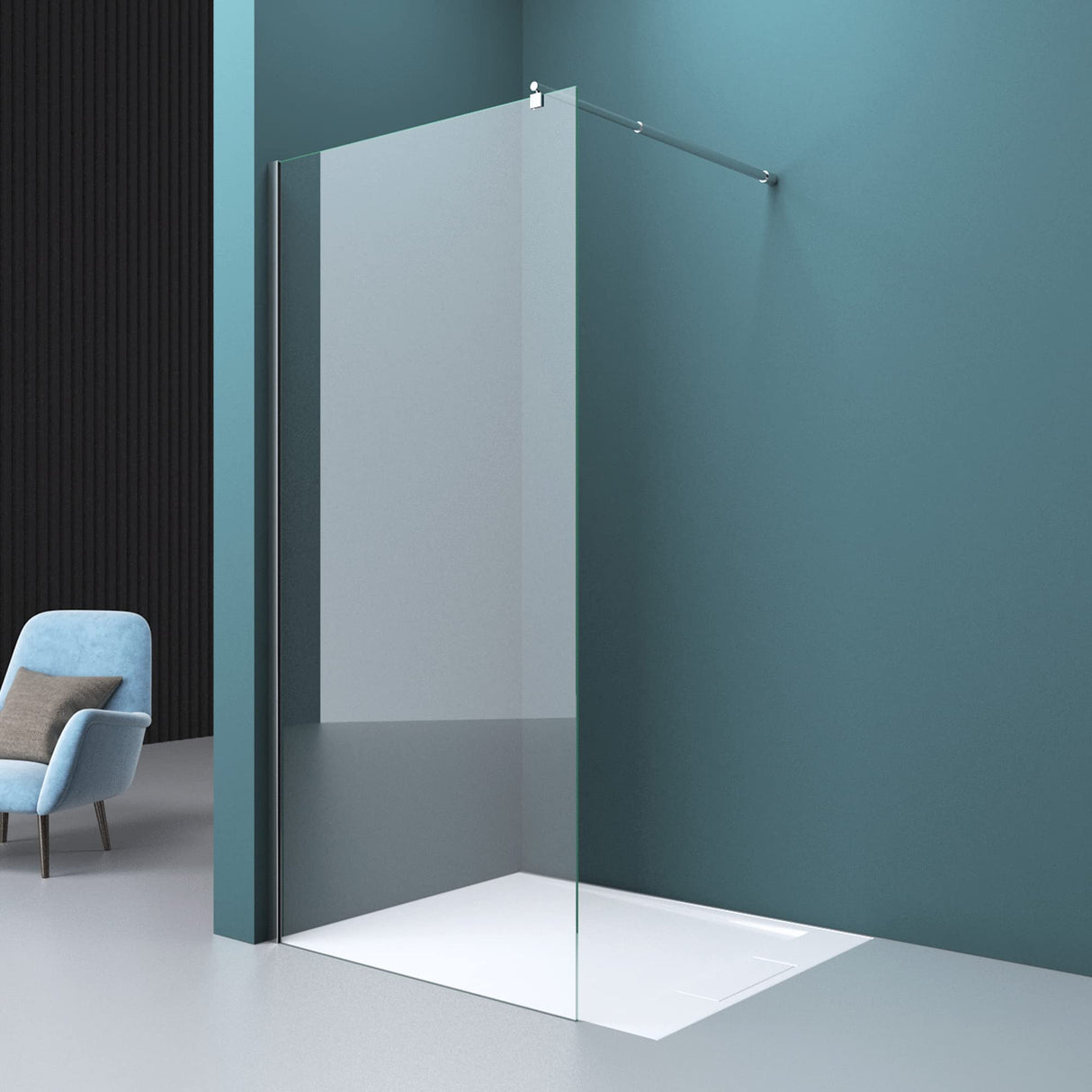 Barre de support pour paroi de douche Glasvilla | Stabilisateur de paroi vitrée pour douches à l'italienne | Pivote à 180° pour verre de 6 à 10 mm d'épaisseur