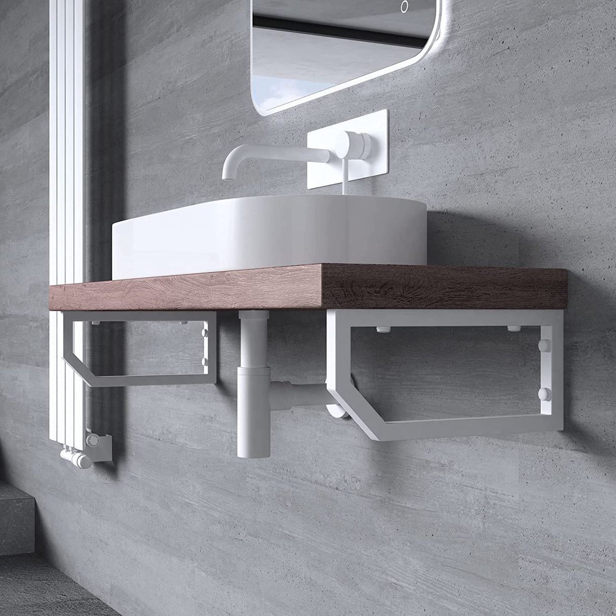 Support mural de lavabo en acier inoxydable Glasvilla Design WH03