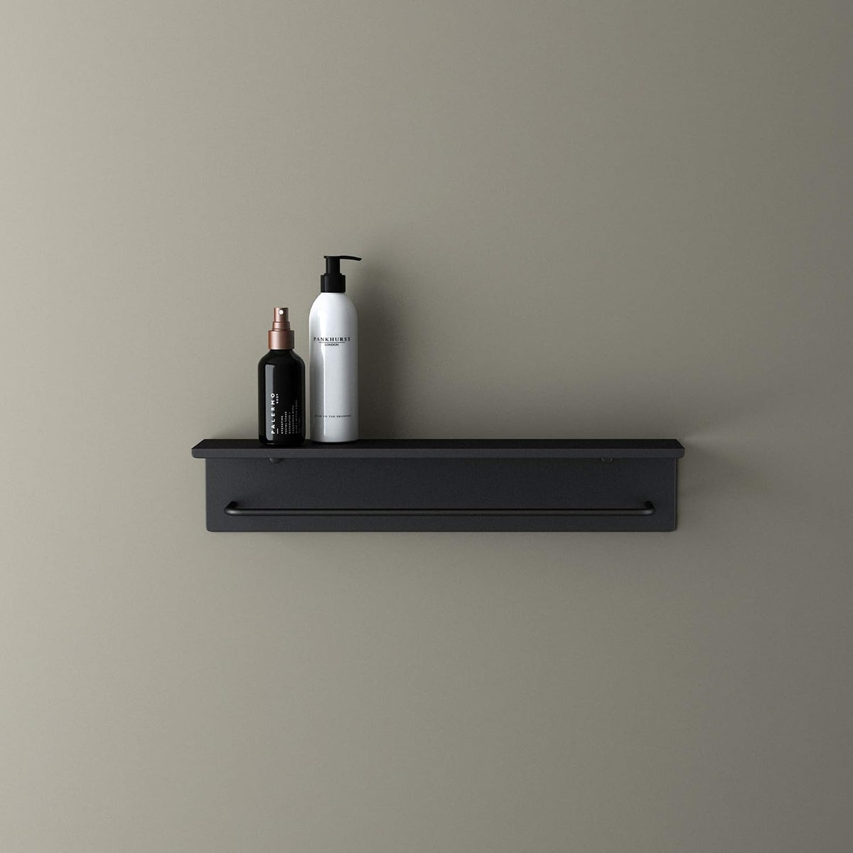 glasvilla Handtuchhaken mit Ablage Schwarz matt 50x10x10 cm aus Edelstahl Wandregal mit Hakenleiste, Handtuchhalter Wandmontage inkl. 5 Haken, MMF257