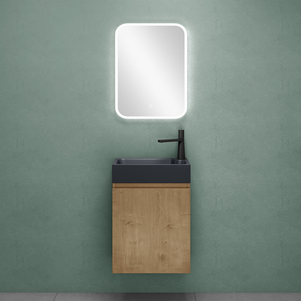 glasvilla Mobile Bagno Sospeso con Lavabo Antracite Opaco Mobiletto da Bagno 46x26x63cm Pisa02