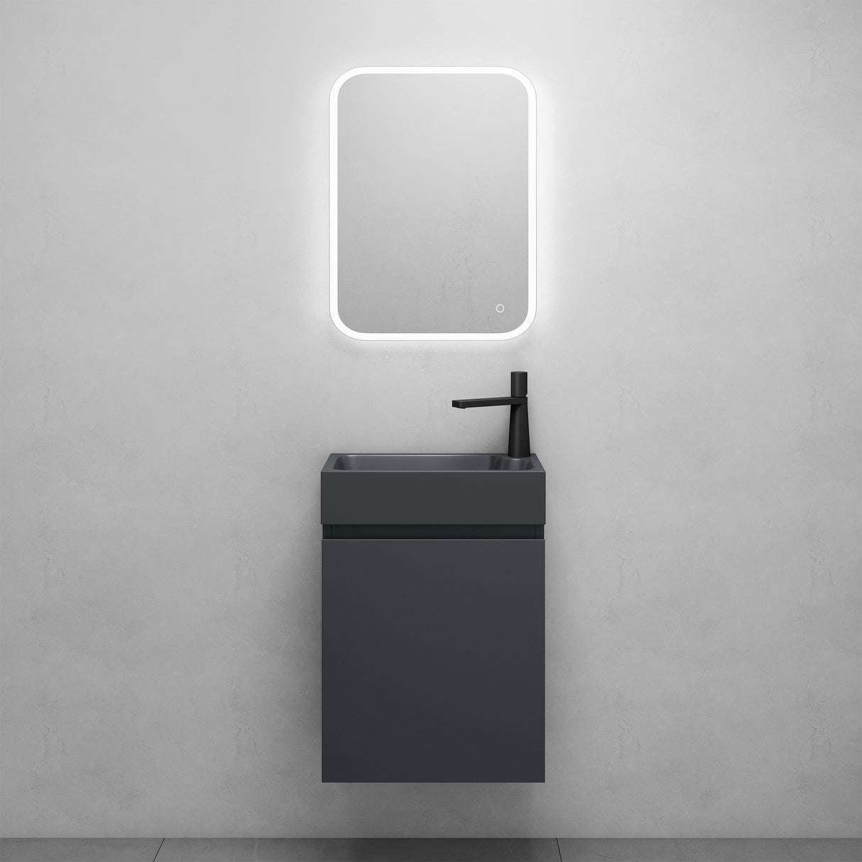 glasvilla Mobile Bagno Sospeso con Lavabo Antracite Opaco Mobiletto da Bagno 46x26x63cm Pisa02