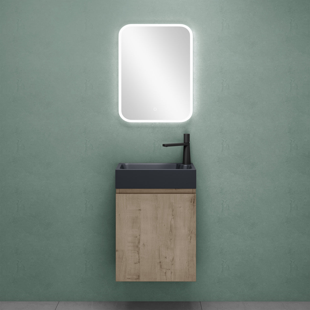 glasvilla Mobile Bagno Sospeso con Lavabo Antracite Opaco Mobiletto da Bagno 46x26x63cm Pisa02